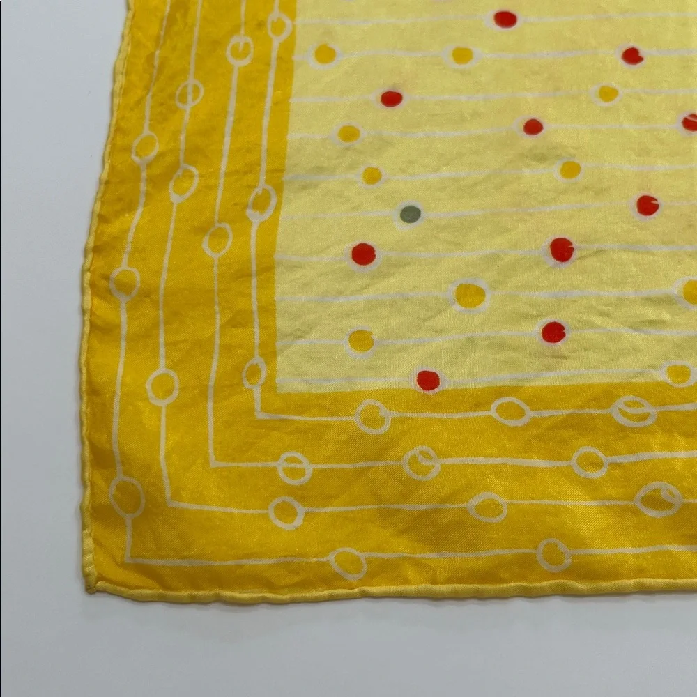 Vintage VERA  Neumann Yellow Silk Scarf very early, 1940’s soft & sheer dots